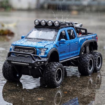 1:28 Ford F150 Beast Raptor 6×6 Off Road Modified Version Alloy Car Model Diecast Metal Toy Desktop Display Collectible Ornament
