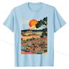 T-Shirt, Edo Japan Scenery, Sunset at Mount Fuji Ukiyo Tops & Tees Special Casual Cotton Men Tshirts Printed On