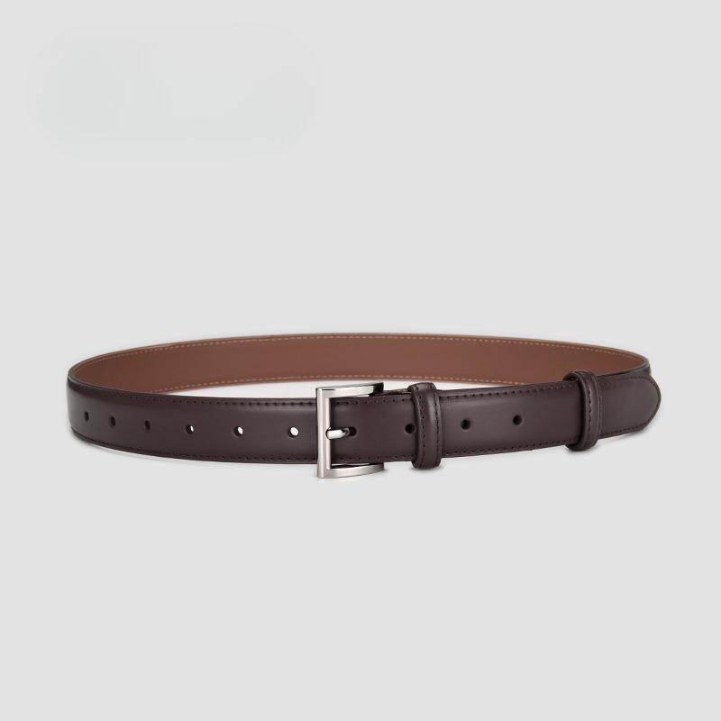 Genuine Leather Belt Jeans Belt Versatile Decorative Thin Belt Simple and Fashionable Coat Black Trousers Belt
