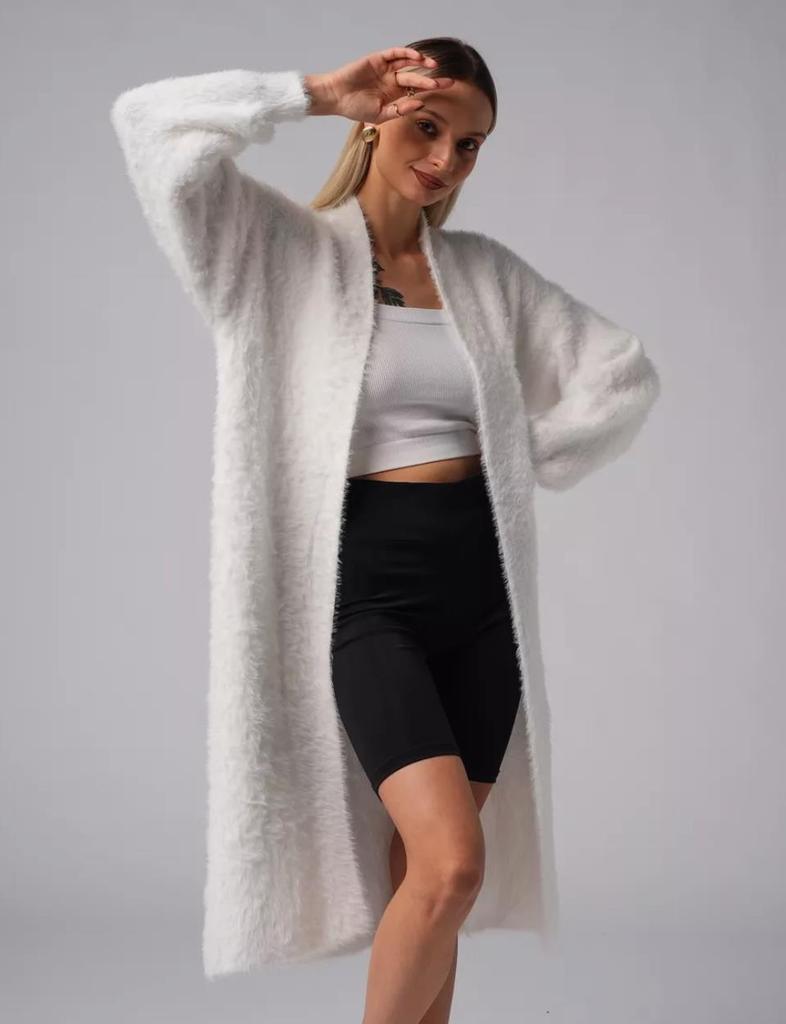 2024 Damen Herbst/Winter Strickjacke aus Faux-Nerz, Lockerer Midilanger Pullovermantel, Lässiger Stil