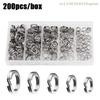 200 Pcs Fishing Stainless Steel Split Rings 5 Sizes Fishing Loop Fishing Lure Connector Solid Ring Fishing Hook Snap Lure Swivel