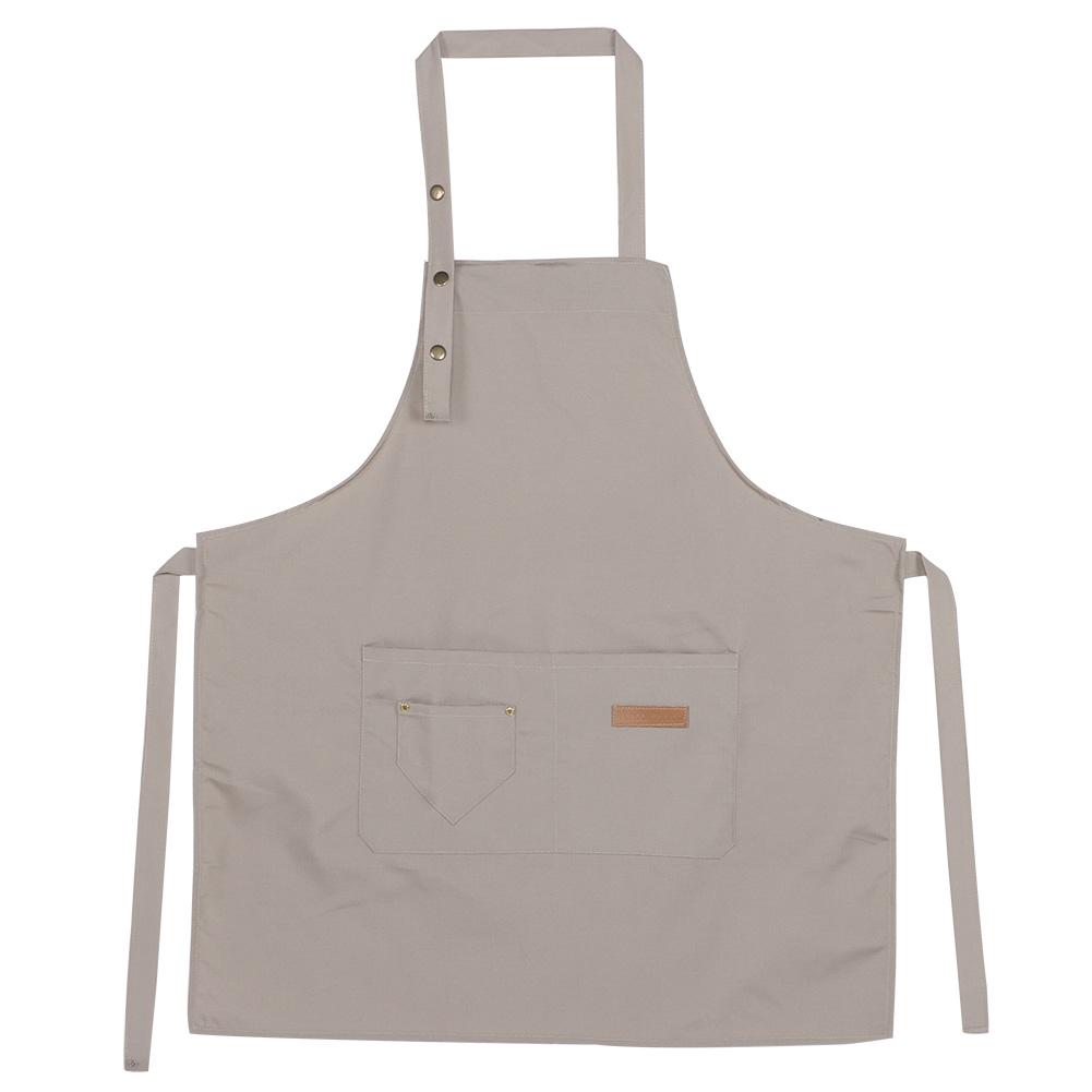Bequeme Baumwoll Kellner Kellnerin Arbeitslatzschürze Haushalt Küche Kochschürze mit Taschen Grau