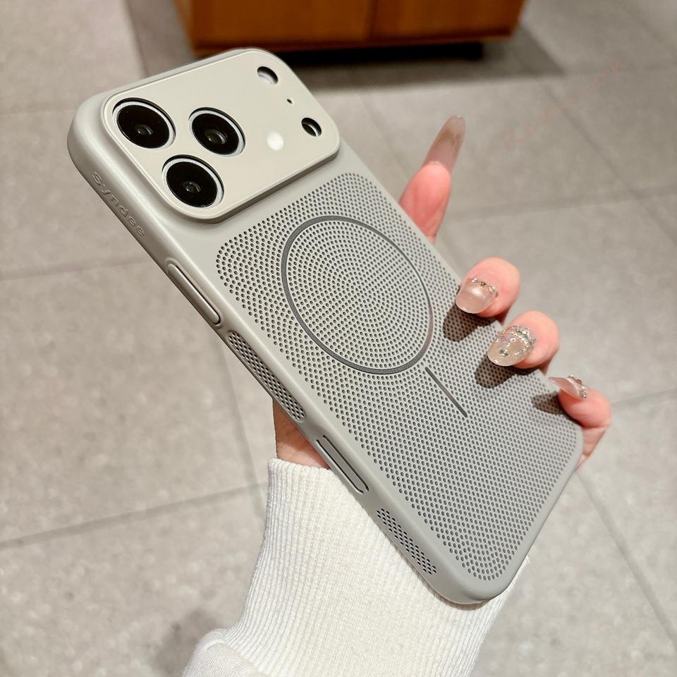 For Magsafe Heat Dissipation Phone Case for IPhone 17 Pro Max Air 13 12 14 15 16 Plus Magnetic Wireless Charger Protector Cover