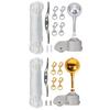 Durable Aluminum Flagpole Hardware Set Includes 3Inch Golden Ball Lock Nut And 2Inch Nylon Pulley For Garden Flagpoles