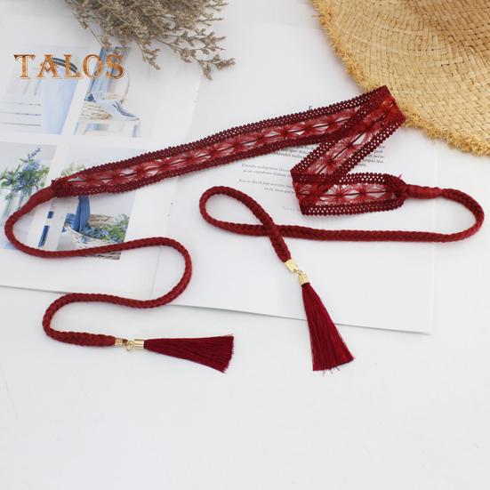 Kjolebelte for kvinner Flettet blonderdekorert duskende ende Midjebånd Ensfarget midjesnor Kostymetilbehør