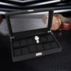 Pudełko na 12 zegarków skórzane etui ekspozycyjne organizer wysokiej jakości przechowywanie biżuterii czarne