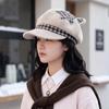 Autumn and Winter Women Octagonal Hat Japanese Style Newsboy Hat Cat Ears Beret Cap  Punk Goth