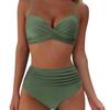 European & American Women's Multicolor High Waist Slimming Bikini with Split Hard Cup Design