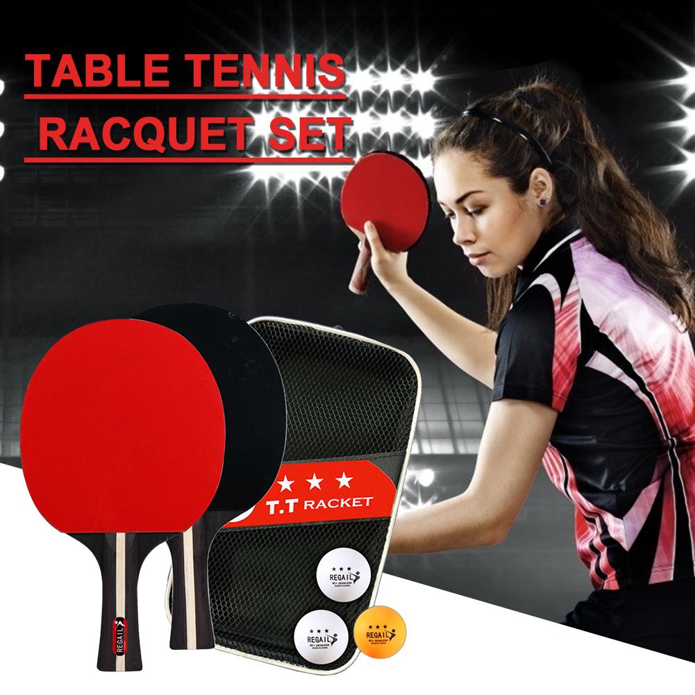 Table Tennis Racket 2 Rackets & 3 Balls Table Tennis Paddles Professional 2 Player Ping Pong Set for Beginners Training Game