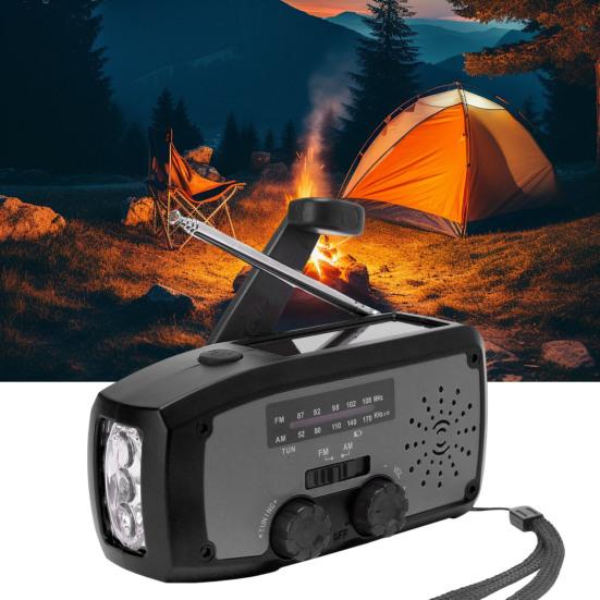 Emergency Solar Radio Design Portable Hand with LED Flashlight Compact Crank Solar Powered Rechargeable