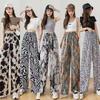 Women's Summer Ink Wash Tie-Dye Wide-Leg Ice Silk Pants