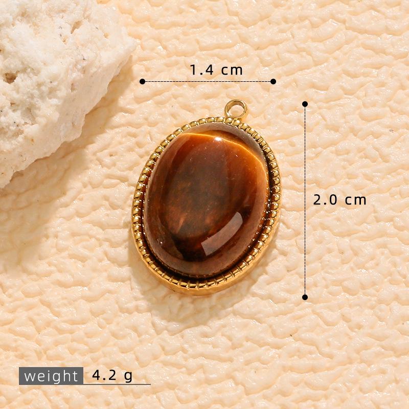 Stainless Steel Tiger Eye Oval Pendant & Earrings Set