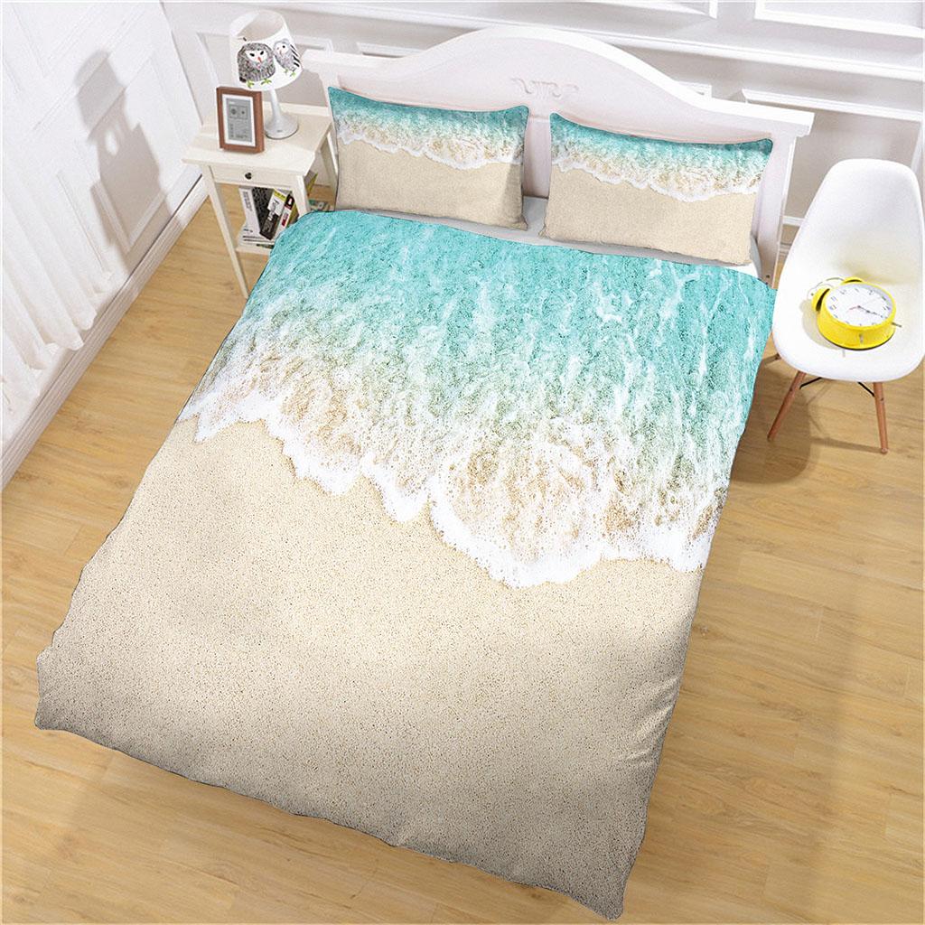 

Duvet Cover 1 Person Beach Waves Landscape 3D Quilt Cover Bedding Set + 2 Pillowcase Full Double Bed Set Bedroom Decoration W90xL190cm