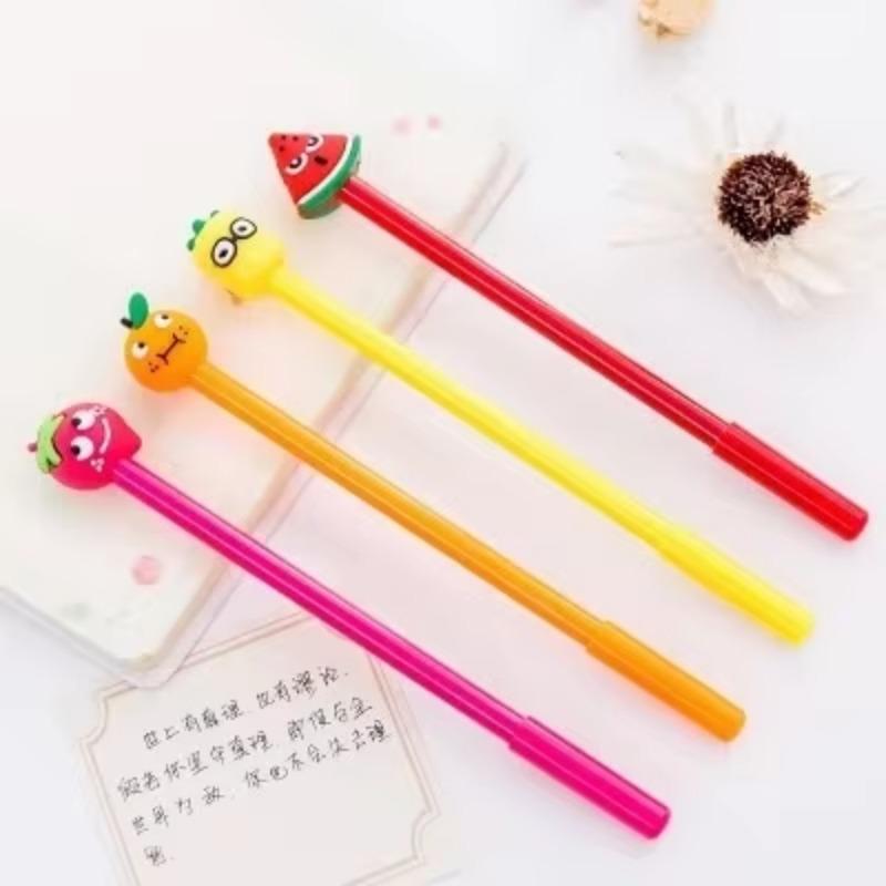 2Pcs Stationery Cartoon Fruit Neutral Pen Office Study 0.5mm Black Signature Pen Student Stationery Office Accessories Cute Pen