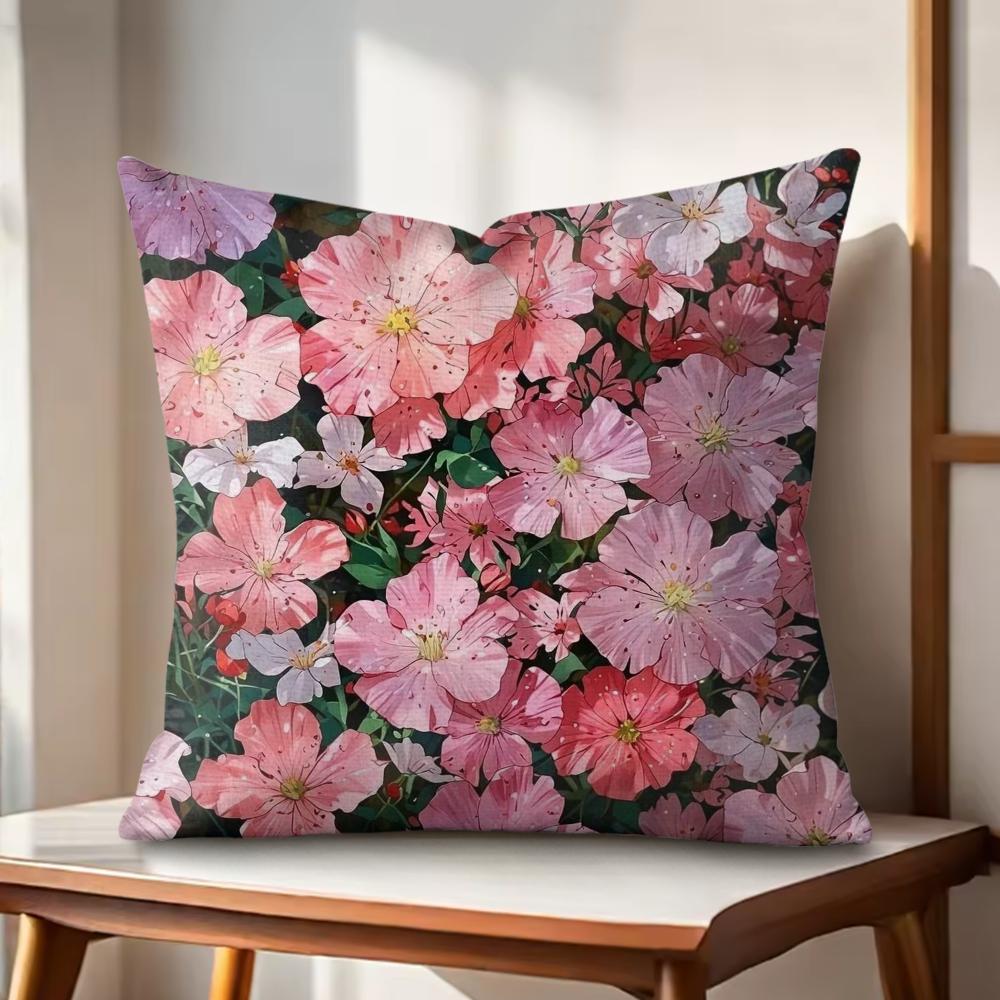 Classic Art Floral Pattern Cushion Cover Natural Linen Organic Fabric DoubleSided Printing Couch Pillow Covers Home Decor