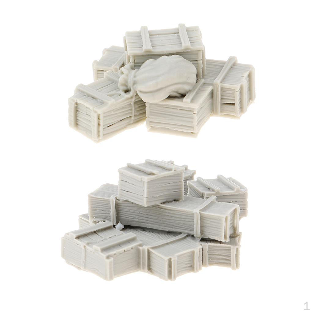 

2x 1:35 Resin Simulation Crates With Bag Miniature Scenario Layout Box