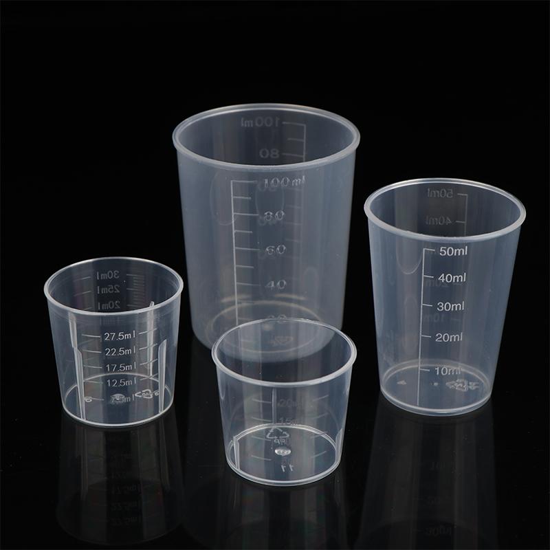 10Pcs/Set 20/30/50/100Ml Clear Liquid Pill Measuring Cups With Lids Travel Pill Organizer Cup Container For Liquid Medicine