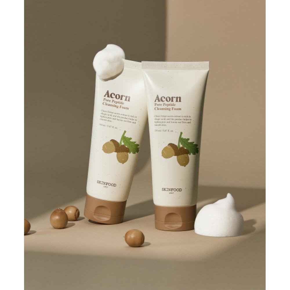 Skinfood [2 Pcs] Acorn Pore Peptide Cleansing Foam 150ml NONE