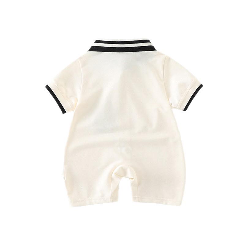 Summer Short Sleeve Baby Bodysuit with Puppy Cartoon Design - Newborn Boy Romper