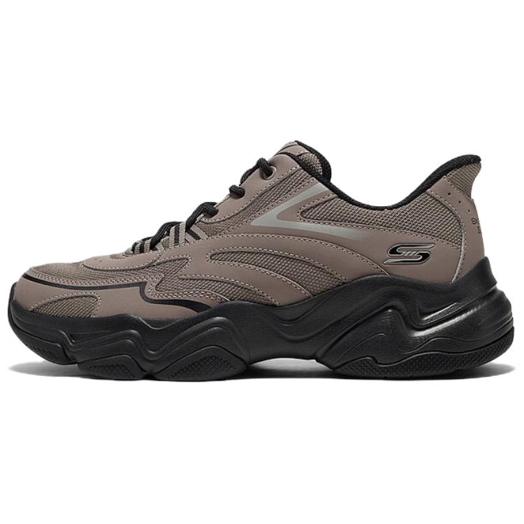 Skechers DLites Comfortable Versatile Fabric Mesh Supportive Breathable Non-Slip Height Increasing Running Shoes Men sneaker Brown 118332-BRBK 39