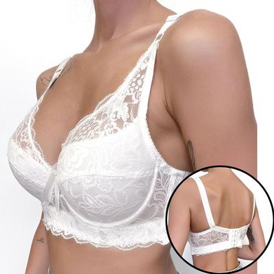 Broderi-BH för kvinnor Anti-sag Samlad BH Bygel Andning Justerbar BH Push-up BH Plus Size 80B-105D