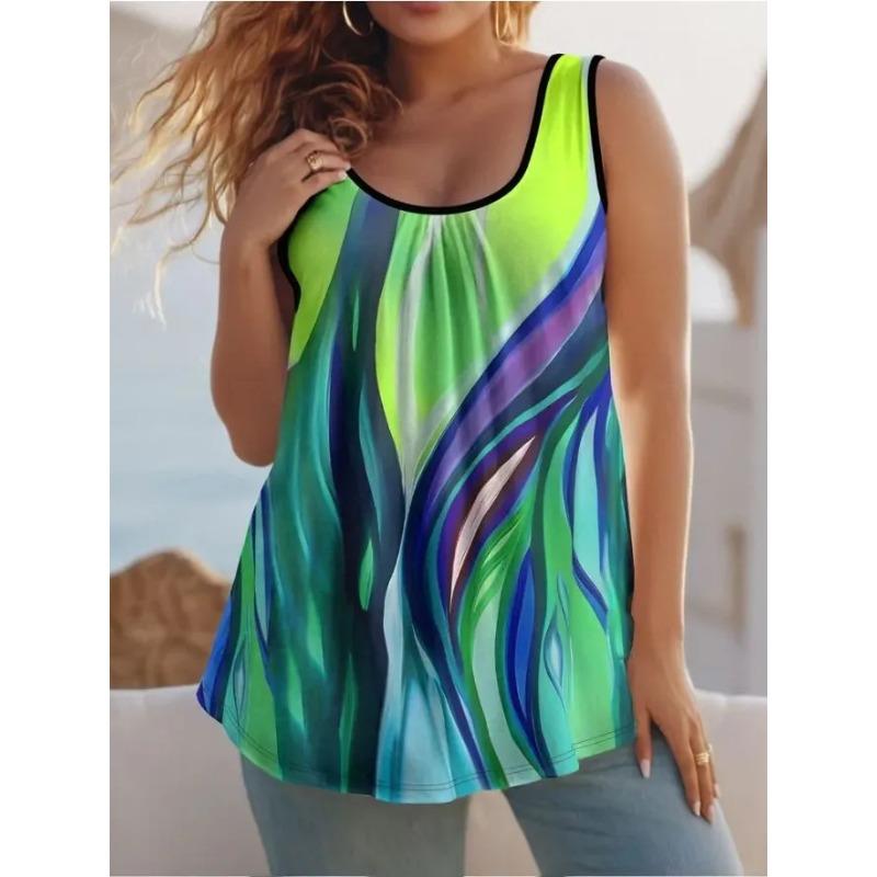 Summer Women's Sleeveless Vest Creative Color Printing Comfortable Soft Fashionable Versatile Vest