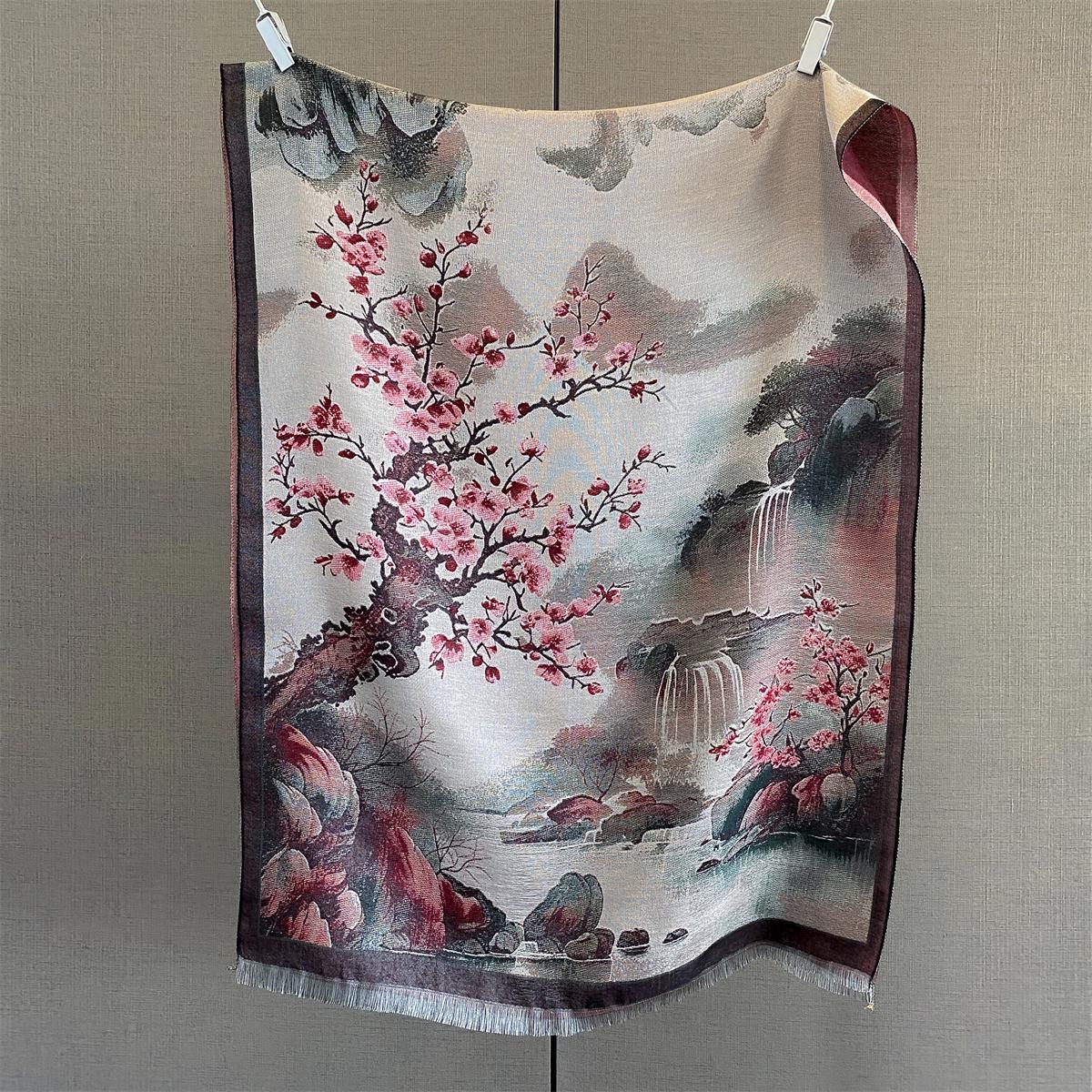 

70*185cm Luxury Warm Scarf Women’s Tassel Shawl Imitation Cashmere Pashmina Warps Autumn/Winter Two-Side Print Coldproof Blanket 70-185cm