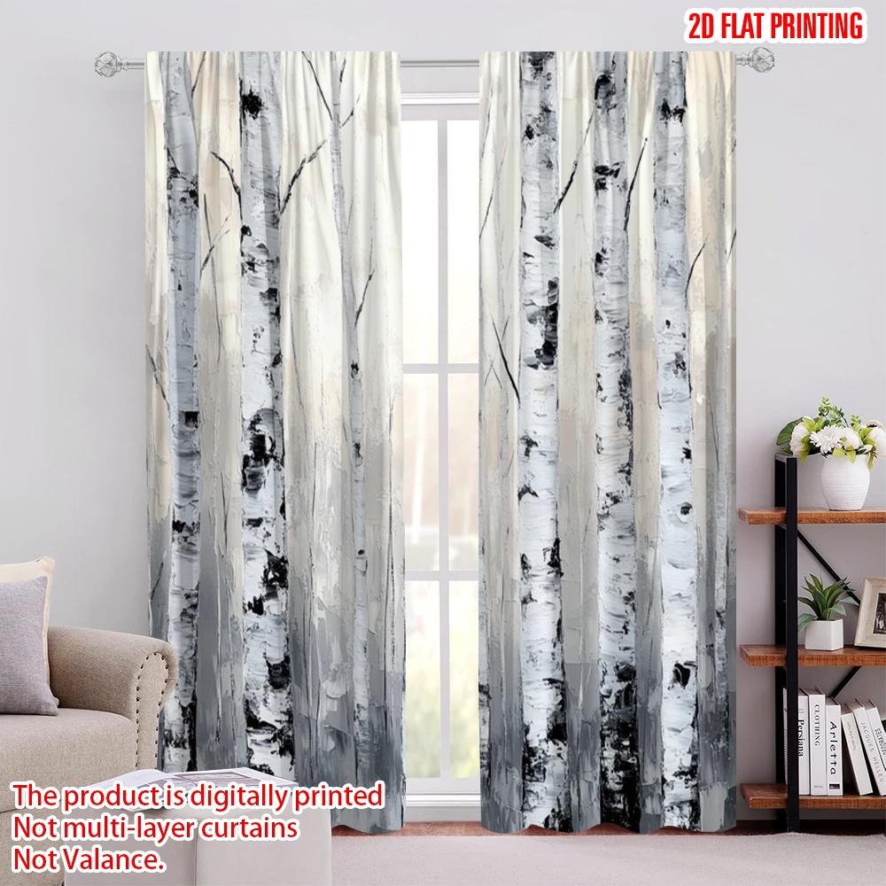 

2 шт., 2D печать на ткани, Шторы с цифровой печатью Шепот берез , Универсальный прочный полиэстер (без удилища) Использование для наружных украшений 52.50 × 116.00 cm 2 pcs
