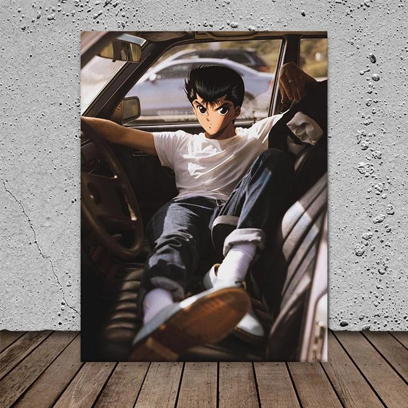 Solid Wood Frame Home Decor Canvas Print Painting Yusuke Urameshi Yu Yu Hakusho Poster Wall Art Modular Pictures For Bedside Background