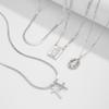 European and American Hip-hop Ins Diamond Cross Pendant Necklace Cold Style Metal Tag Snake Bone Chain Necklace