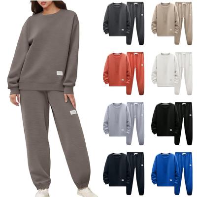 Damen Modisches Langärmeliges Lässiges Zweiteiliges Sweatshirt-Set