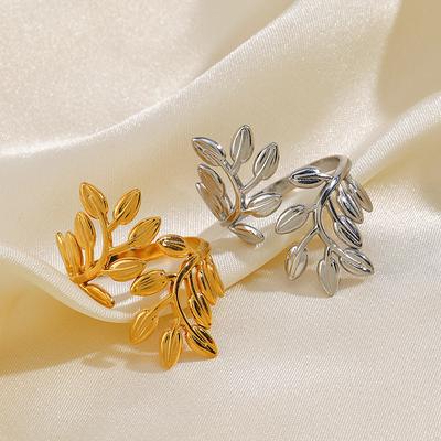 Stainless Steel Leaves Rings for Women Minimalist Irregular Open Rings Personality Punk Exaggerate Jewelry Anniversary Gift New