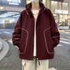 Men's Spring and Autumn New Loose Heavy Fatty Plus Fatty Plus Hooded Casual Jacket