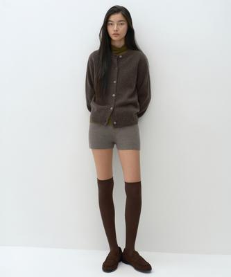 MUSINSA STANDARD WOMAN [Victoria Wool] Women'S Minimal Ribbed Knit Shorts [Taupe]