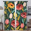Roses and Pink Tulips Curtains for Living Room Curtain Tulle for Bedroom Shades Home Interior Curtains 2 Pieces Partition Camera