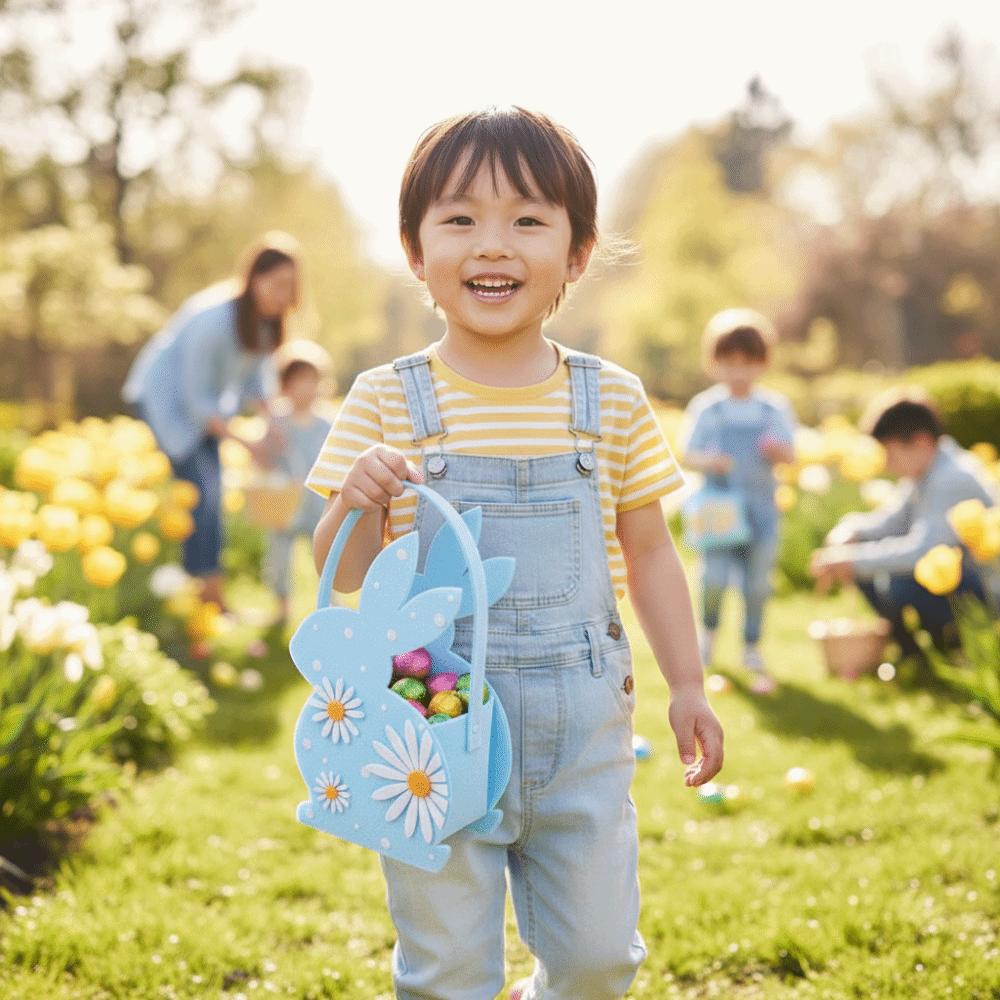 Soft Easter Rabbit Candy Tote Bag Felt Material 3D Bunny Bag Children Easter Gift Bag  Party