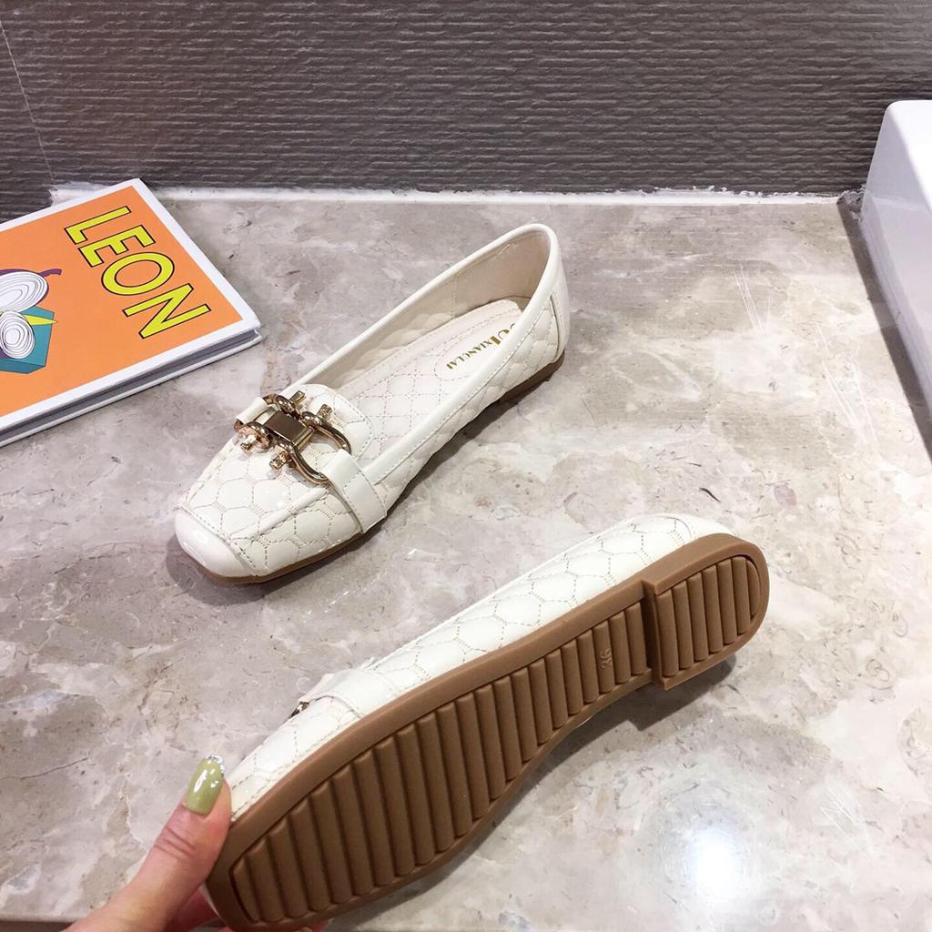 Women Flats Casuales for Female Soft Bottom Comfortable Square Head Single Shoes White Black Red Ladies Spring Autumn Loafers