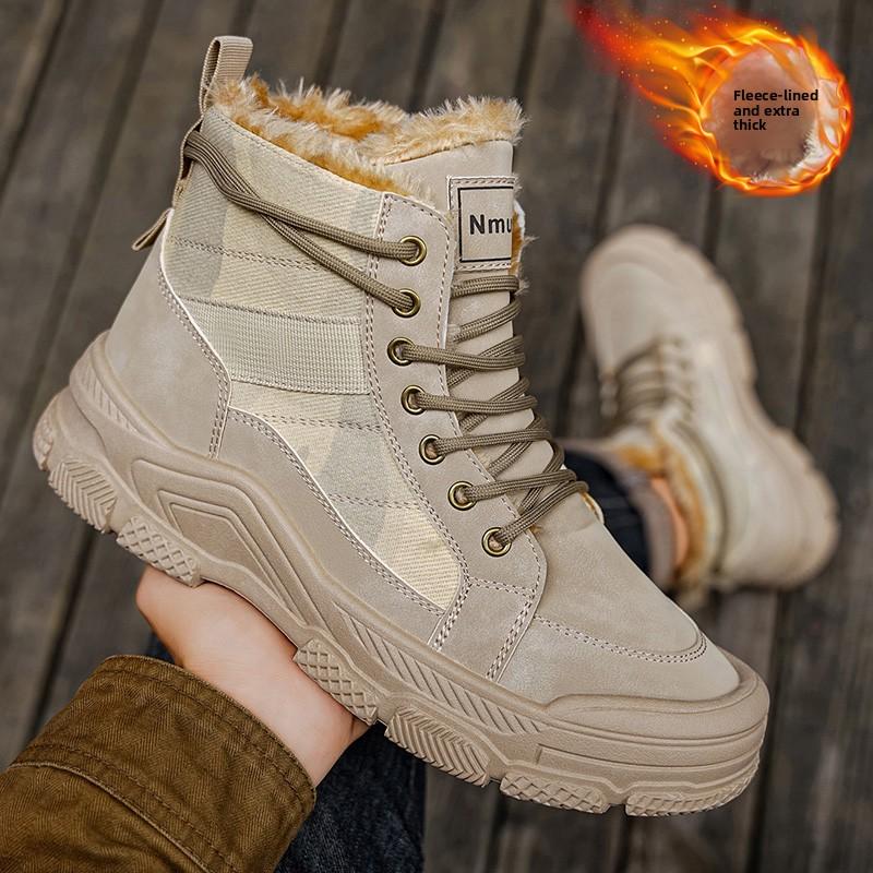 Winter New Popular Warm Men's High Top Boots Fashionable and Versatile Anti Slip Outdoor Travel Shoes