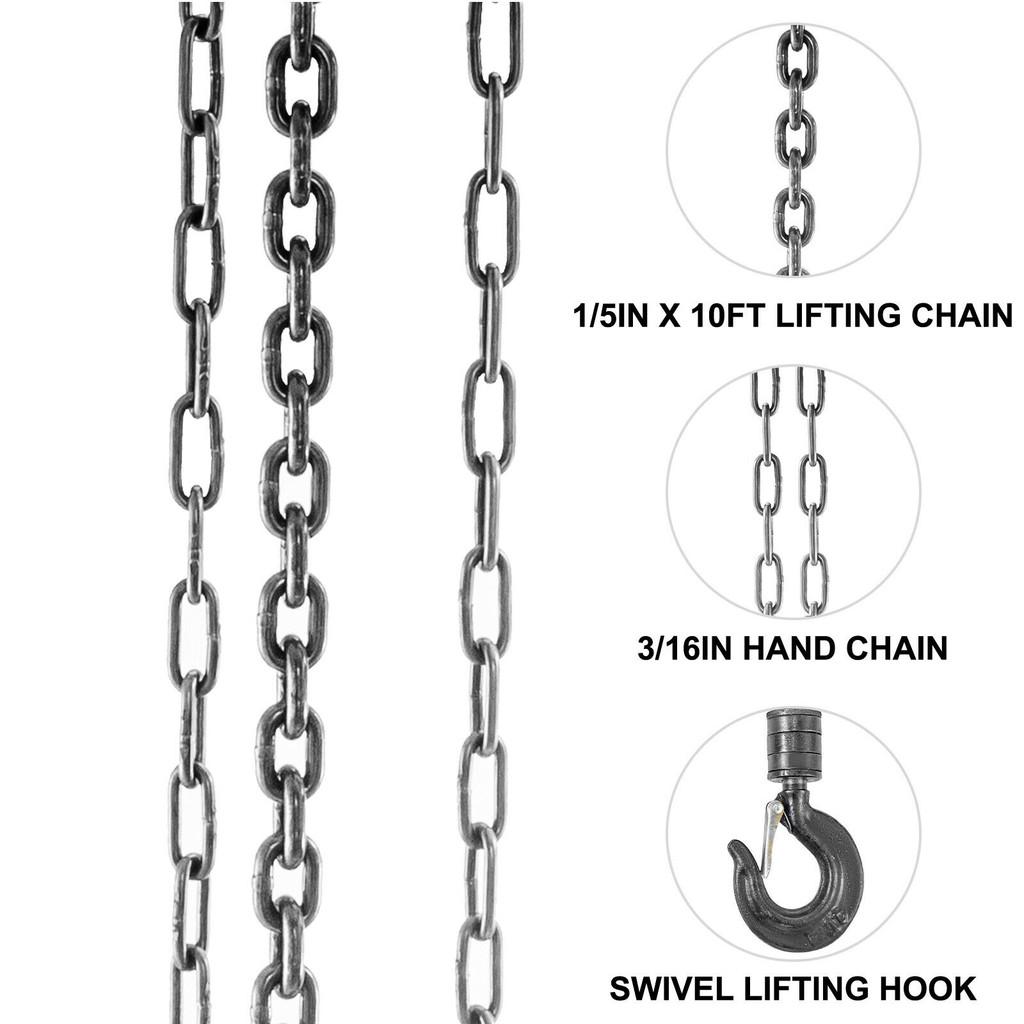 1/2T Chain Hoist Anti-Rust Manual Chain Block 10/20FT 3m/6m with Two Hooks for Lifting Pulling Dragging Construction