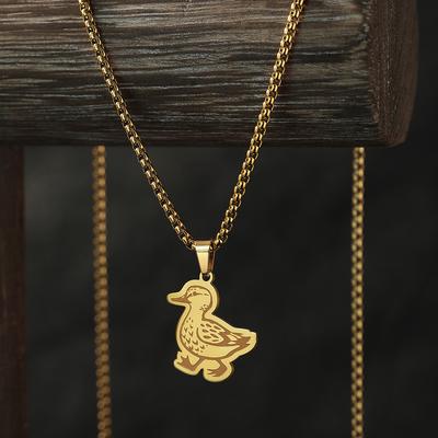 Kinitial Stainless Steel Necklaces Animal Lovely Duck Pendants Chains Choker Fashion Necklace For Women Jewelry Party Gifts