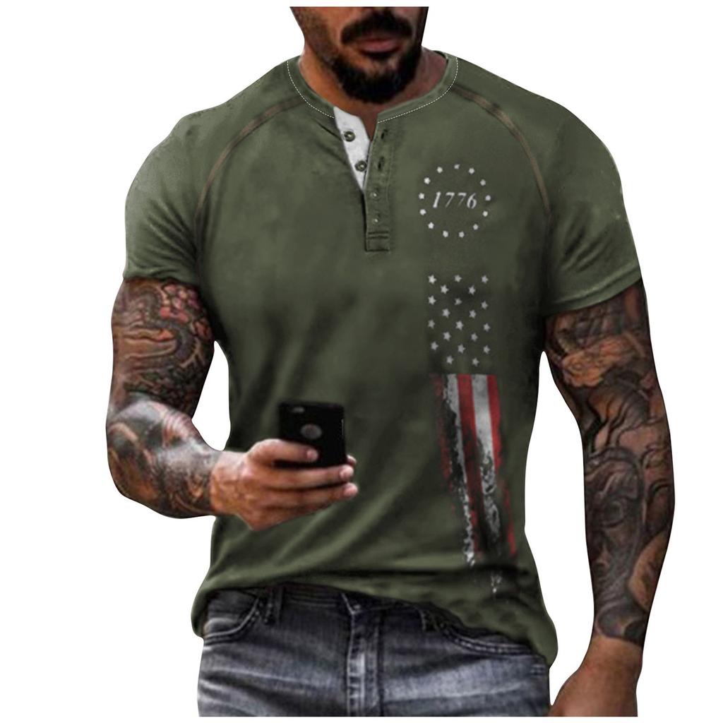 Men's Summer Printed Short Sleeve Tops Men's Casual Fashion Short Sleeve Shirts