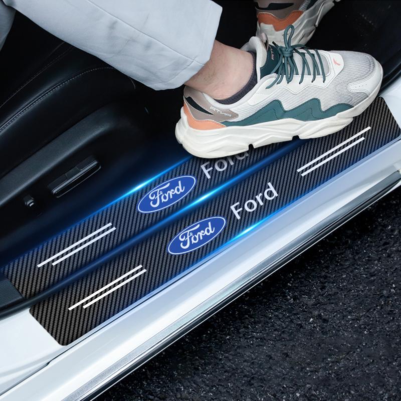 4KS Samolepky na prahy dveří auta z uhlíkových vláken Vodotěsné 3D pro Ford Focus Mondeo MK1 MK2 MK4 MK3 Fiesta ST Line Kugo Transit Escape Fusion Explorer