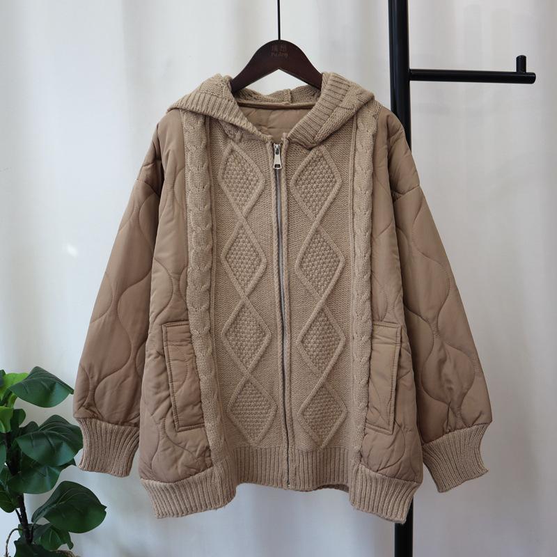 

Хлопковая одежда с капюшоном, на молнии, вязаный кардиган, осень-зима, новый свободный свитер-куртка для женщин one size fits all