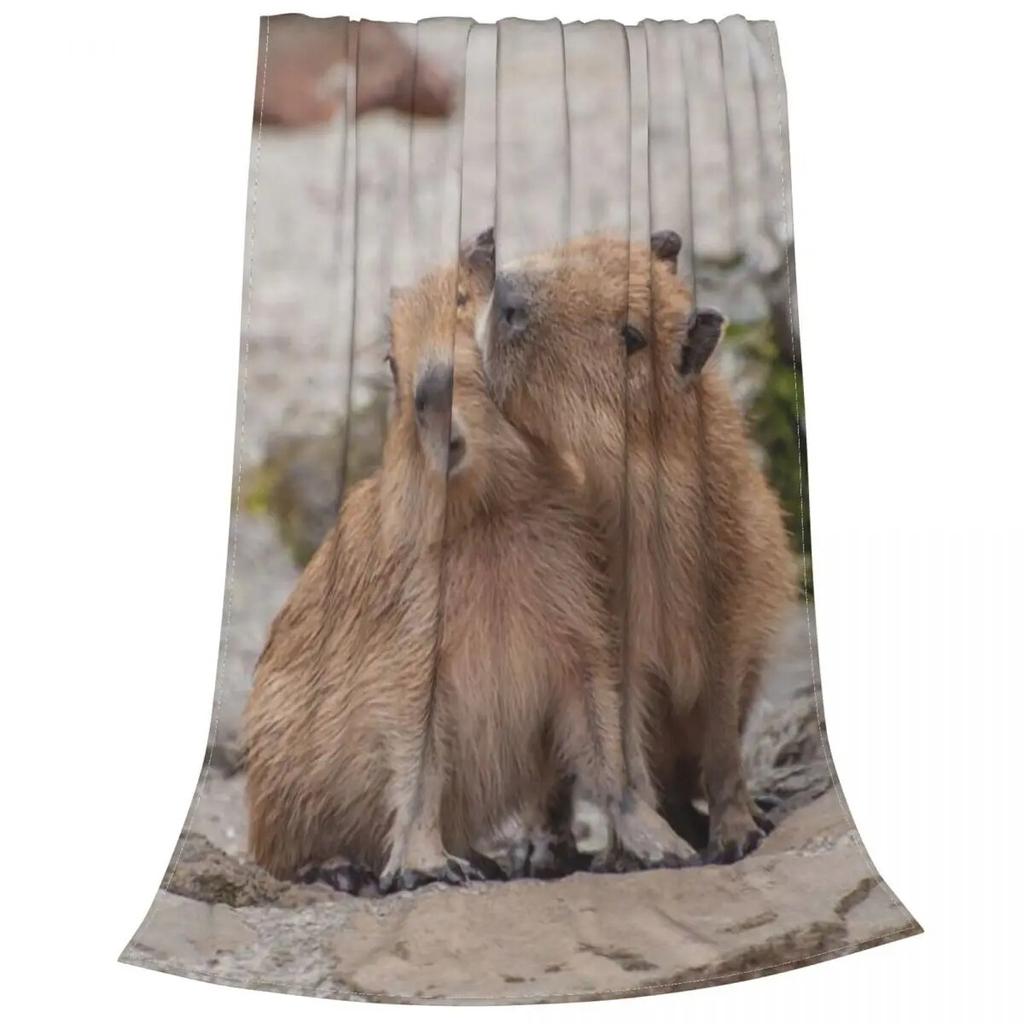 Capybara Lover Blanket Fleece All Season Kawaii Animal Breathable Warm Throw Blankets for Bedding Bedroom Quilt