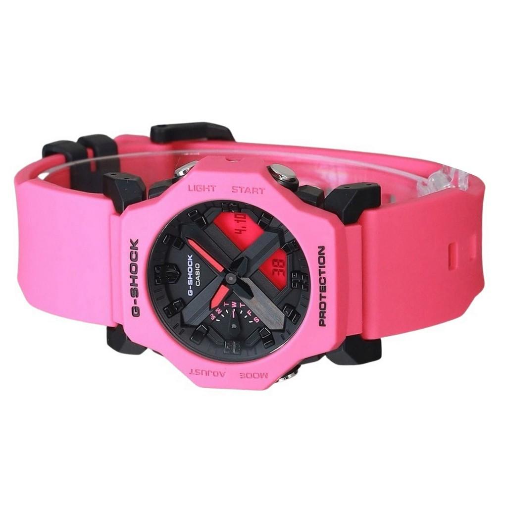 Casio G-Shock Analogowy Cyfrowy Fioletowy Pasek Żywiczny Czarna Tarcza Kwarcowy Zegarek Męski GA-2300-4A 200M