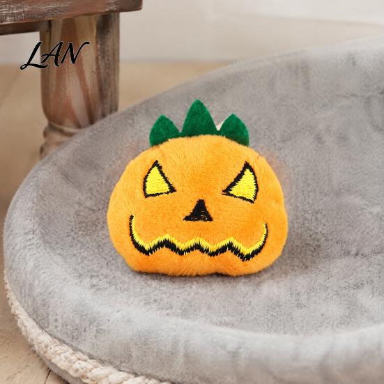 Stuffed Halloween Cat Toy Pumpkin Toy, Squeaky Chew Soft Plush with Feathers for Indoor Cats Self-entertainment