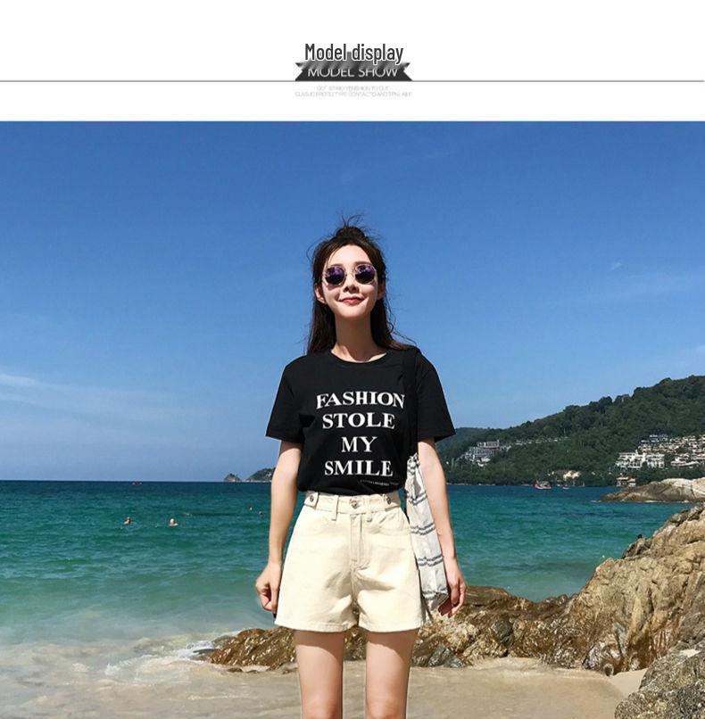 Women's Apricot High-Waisted Wide-Leg Denim Shorts - Korean Style A-Line for Summer 2026
