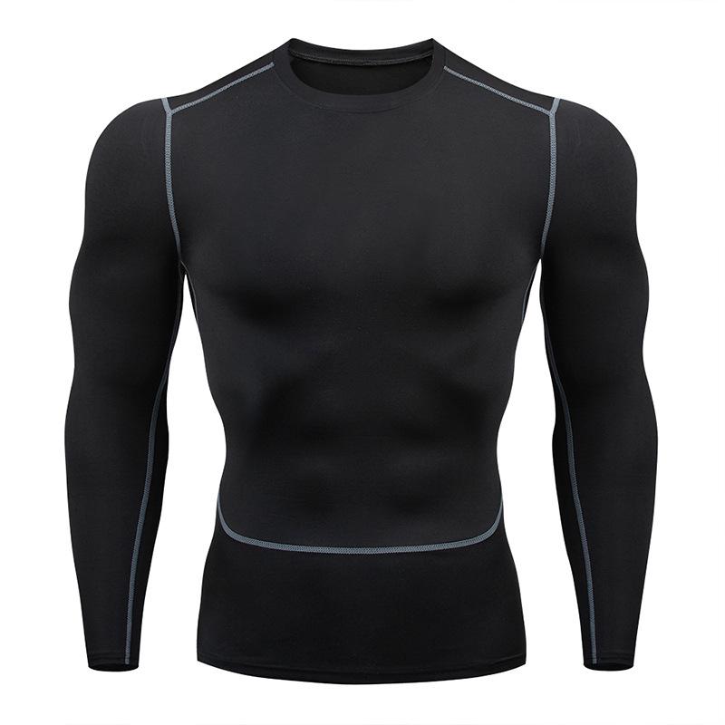 Cross-border PRO Men's Quick-Dry Sports Tights: High Elastic, Sweat-Absorbent, Long-Sleeved Fitness & Cycling Shirt