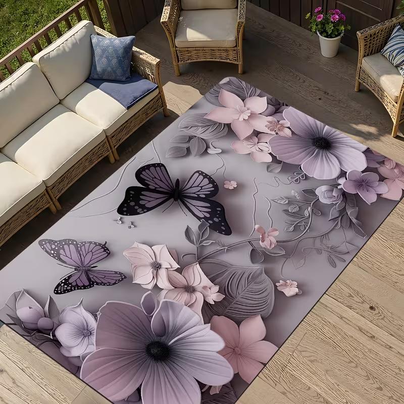 Vivid Red Rose Floral Area Rug Non Slip Soft Floor Mat Elegant Flower Style Living Room Bedroom Entryway Decor Carpet