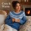 Women S Vintage Fair Isle Knit Sweater Loose Fit Round Neck For Autumn Winter